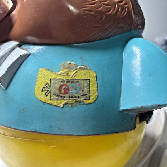 Vintage Roly Poly Bear Toy Fisher Price Playskool 1970s 1980s Wobble Weeble - Picture 6 of 9